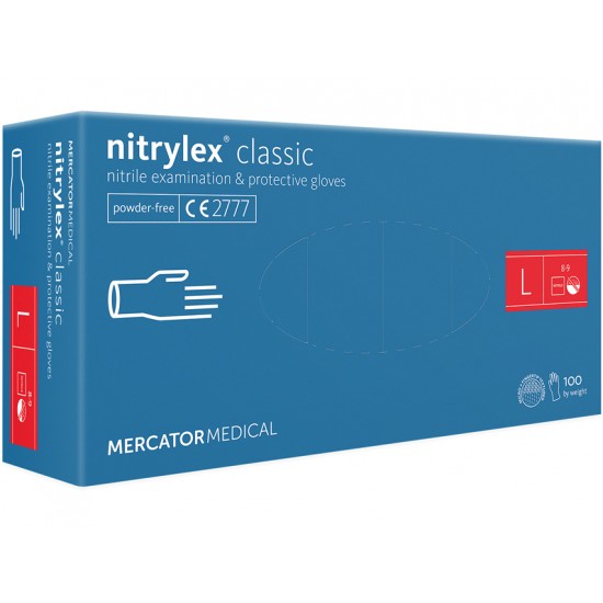 Mănuși de nitril violet Nitrylex fără pudră L 100 buc.